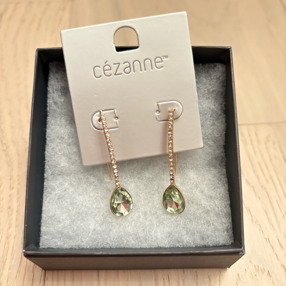 CÉZANNE | Gold and Green Drop Earrings